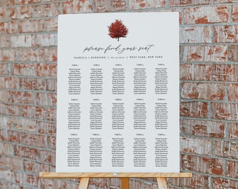 WREN Red Maple Seating Chart Template, Tree Seating Charts, Autumn Wedding Seating, Fall Wedding Seating, Maple Tree Seating Chart Instant