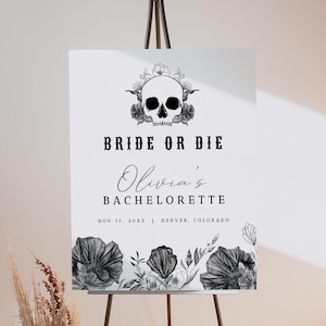 Skull Bachelorette Welcome Sign, Bride or Die Bachelorette Welcome, Til Death Do us Party Bachelorette, Gothic Bachelorette Halloween - NOVA