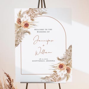 Pampas Wedding Welcome Sign Template, Terracotta Floral Wedding Welcome, Fall Wedding Welcome Printable, Autumn Wedding Signage DIY - CIERA