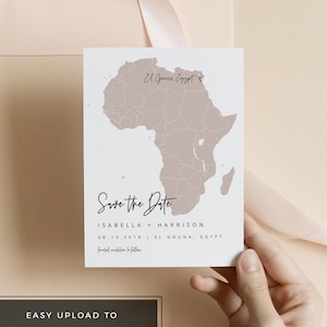 QUINN Afrika Karte Speichern Sie die Datumsvorlage, Afrika Kontinent Speichern Sie das Datum Sofortiger Download druckbare, Ziel Hochzeit Speichern Sie die Datumskarte