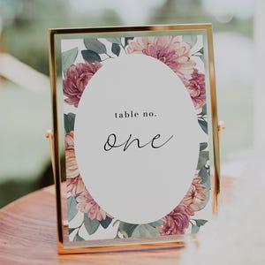 Plantilla de número de mesa para bodas, número de mesa imprimible, número de mesa con flores australianas, diseño botánico Boho Burgundy Protea Flora DIY - MARGOT