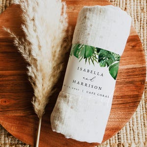 Embalagem de cobertor tropical, embalagem de cachecol, papel personalizado para impressão, cobertor de casamento, destino de palmeira de praia tropical faça você mesmo CORA