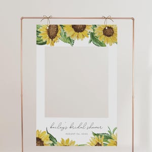 Sunflower Photo Prop Frame Template, Rustic Bridal Shower Photo Frame Prop Printable, Photo Booth Frame Prop Instant Download Barn DIY EMMA