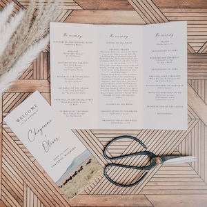 CHEYENNE Trifold Wedding Program Template, Wild Horses Wedding Program, Wedding Ceremony Program Foldable, Ranch Wedding Order of Service
