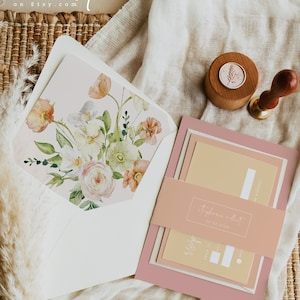 LEAH Pastell Blumen Umschlag Liner bedruckbar, Frühling Hochzeit Umschlag Liner, Sommer Hochzeit Umschlag Liner, Garten Umschlag Liner Instant DIY