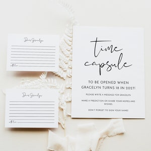 ADELLA Minimalist Time Capsule Template, Modern Time Capsule First Birthday, Time Capsule Baby Shower, Time Capsule Cards,