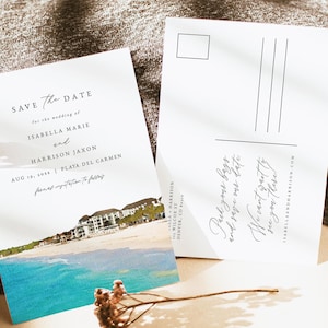 Modèle « Save the Date » PLAYA DEL CARMEN, Mexique, carte postale « Save the Date » imprimable, Photo tropicale « Save the Date », mariage à destination de la plage