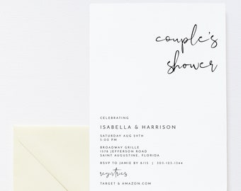 ADELLA Minimalist Couple's Shower Invitation Template, Couples Shower Invitation Instant Download, Couple Shower Invite, Templett Invitation