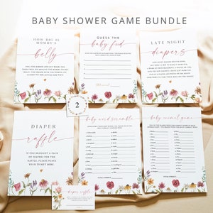 CAMILLA Wildflower Baby Shower Game Bundle, Floral Baby Shower Games, Printable Baby Shower Games, Baby In Bloom, Girl Baby Shower Games