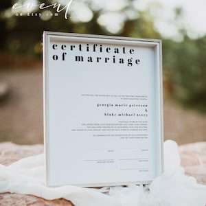 Moderne Heiratsurkunde Vorlage, Boho Heiratsurkunde Printable, Minimalistische Heiratsurkunde Andenken Download Bearbeitbar RILEY