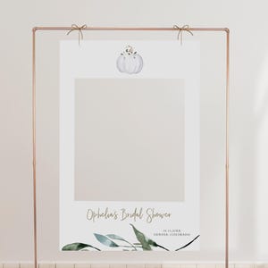 Photo Prop Frame Template, White Pumpkin Bridal Shower Photo Frame Prop Printable, Photo Booth Frame Prop, Fall Autumn Greenery DIY - TERA