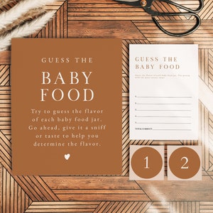 MIA Guess the Baby Food Game, Baby Food Baby Shower Game Printable, Burnt Orange Baby Shower Game, Terracotta Baby Shower Game, Earth Tones
