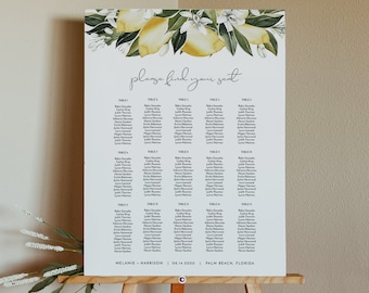 DAHLIA Lemon Wedding Seating Chart Template, Lemon Seating Chart, Citrus Seating Poster, Fruit Seating Chart DIY Instant Download Editable
