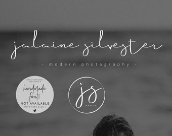 Plantilla de logotipo de firma JALAINE, diseño de logotipo moderno, logotipo manuscrito de descarga instantánea, logotipo de fotografía, logotipo de agente inmobiliario editable