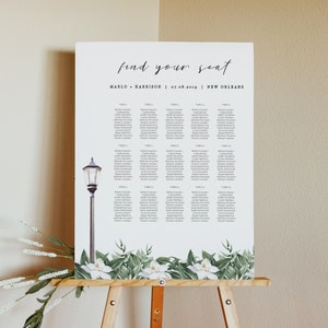 NOLA New Orleans Inspired Seating Chart Template, Magnolia Seating Chart, Bourbon Street Wedding Seating Chart, Louisiana Wedding Seating