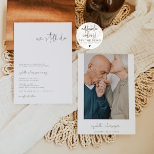 ADELLA Minimalist Vow Renewal Invitation Template, Printable Vow Renewal Invite Photo, We Still Do Invitation, Anniversary Invitation Modern