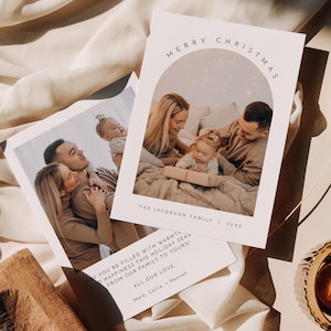 KENNEDY Druckbare Weihnachtskartenvorlage Foto Weihnachtskartenvorlage Bogenfoto Frohe Weihnachtskarte Bearbeitbar Modern Minimalistisch