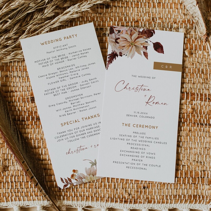 Fall Wedding Program - Etsy