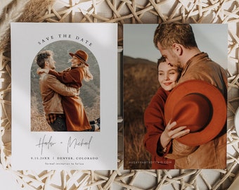 Minimalist Save the Date Template, Boho Save the Date, Photo Save the Date, Modern Arch Photo Save the Date HARLOW