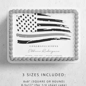 Thin Gray Line Cake Topper TEMPLATE, Printable Corrections Officer Retirement Cake Topper, Thin Grey Line Flag Cake Topper Instant Download