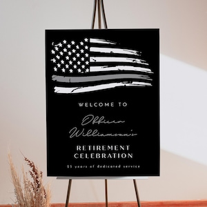 Thin Gray Line Retirement Welcome Sign Template, Corrections Officer Thank You Sign for Retirement Party, Thin Grey Line Retirement Welcome