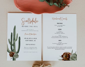 ELEANOR Scottsdale Before the Veil Bachelorette Invitation Template, Scottsdale Bachelorette Invitation, Arizona Bachelorette Invite