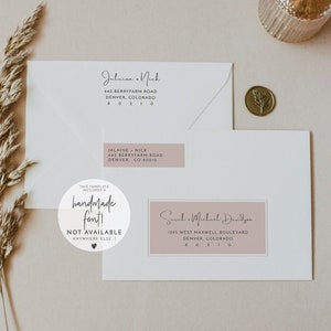 JALAINE Blush Envelope Addressing Template, Mauve Wedding Envelope Printable, Modern Envelope Addressing, Minimal Envelope Printable DIY