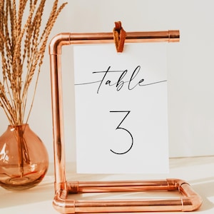 Plantilla imprimible de tarjetas con números de mesa para bodas minimalistas modernas, número de mesa moderno, número de mesa minimalista, tarjetas de boda sencillas - BLAIR