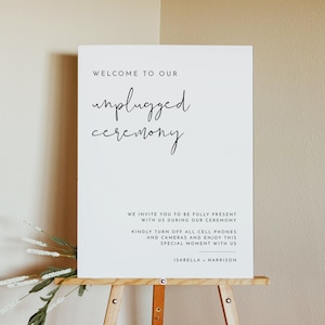 ADELLA Minimalist Unplugged Ceremony Sign Template, Unplugged Ceremony Sign Printable Download, Wedding Unplugged Sign, Templett Signs