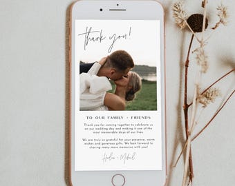 Minimalist Electronic Wedding Thank You Card Template, Modern Phone Thank You, Boho Digital Text Message Thank You, Digital Thank You HARLOW