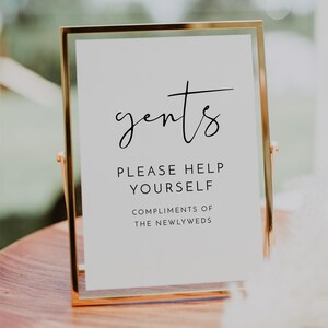 Toileties Sign Minimalist Gents Bathroom Sign Template, Wedding Bathroom Basket Sign ...