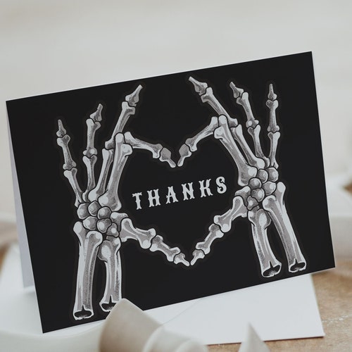 NOVA Skeleton Heart Thank You Card Template Skeleton Hands Etsy