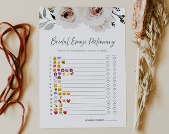 ROBYN Emoji Pictionary Bridal Shower Game, Blush Bridal Shower Game Instant Download, Pink Bridal Shower Games, Floral Bridal Shower Games