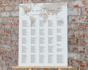 Map Seating Chart Template, Travel Seating Chart, Alphabetical Seating Chart Template, Destination Wedding Seating Chart Templett CARMEN