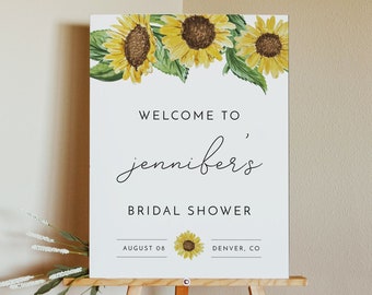 EMMA Sunflower Bridal Shower Welcome Sign Template, Sunflower Welcome Sign, Bridal Shower Welcome Printable Download, Rustic Bridal Shower