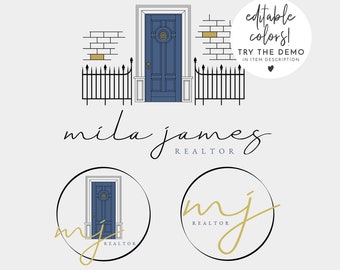 Navy Door Real Estate Logo Template, Realtor Logo, House Logo, Logo Design, Premade Logo, Real Estate Branding, INSTANT TEMPLATE, LG8