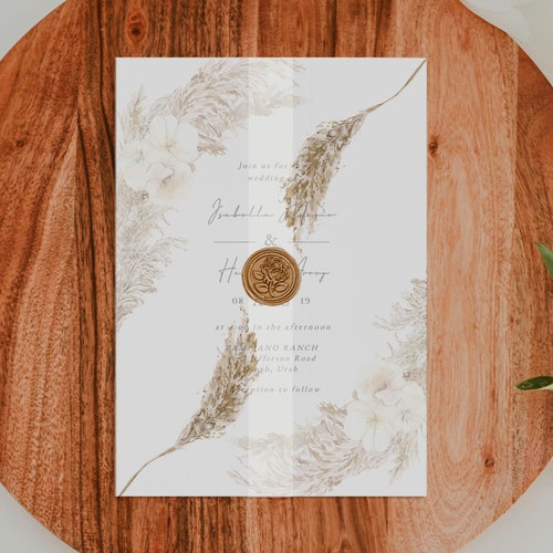 Gold Foil Vellum Wrap Vellum Jackets Wedding Invitation Etsy