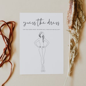 ADELLA Minimalist Guess the Dress Printable, Bridal Shower Game Guess The Dress Instant Download Template, Modern Bridal Shower Games DIY