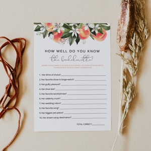 SAVANNAH How Well Do You Know The Bachelorette Game Printable, Peach Bachelorette Games, Georgia Peach Bachelorette Fruit Botanical DIY