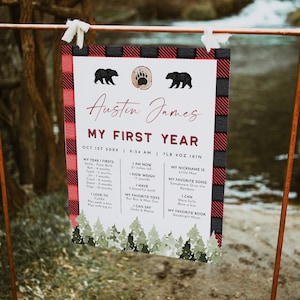 FROST First Birthday Milestone Sign Template, Lumberjack Birthday Milestone Board, Flannel Milestone Board, Mountain 1st Birthday Milestone