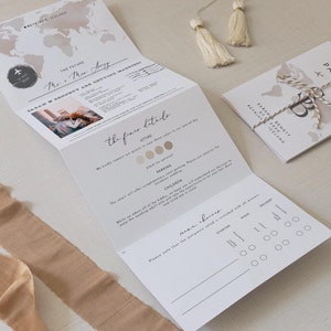 Concertina Hochzeitseinladungsvorlage, Passport Akkordeon Hochzeitseinladung, minimalistische gefaltete Einladung, alles in einem dreifachen Ziel CARMEN