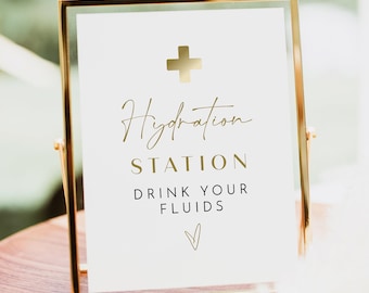Yellow Gold Nurse Hydration Station Sign Template Nurse Graduation Party Signage Nurse Party Drink Table Sign Printable Editable - MAEVE