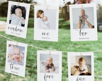 First Birthday Photo Banner, 1st Birthday Photo Banner, Modern Minimalist Monthly Milestone Photo Cards, Gender Neutral Photo Cards JOLIE