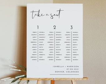 ADELLA Minimalist Banquet Table Seating Chart, Micro Wedding Seating Chart Template, Modern Long Table Seating Chart Printable Poster Long