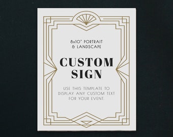 DAISY Art Deco Wedding Custom 8x10" Sign Template, 20's Themed Wedding Signage, Gatsby Wedding Sign, Wedding Signs Instant Download DIY