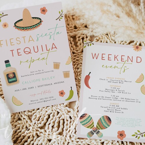 Final Fiesta Bachelorette Invitation &amp; Itinerary Template - Etsy