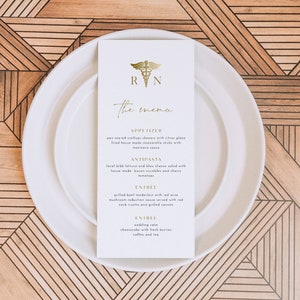 MAEVE Nurse Graduation Menu Template, Minimalist Wedding Menu, Modern Nurse Wedding Menu, Printable Wedding Menu, Medical Menu Template DIY