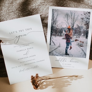 Let&#39;s Try This Again Save the Date, Save The New Date, Change the Date Template with Photo, Wedding Postponement Announcement Minimal ASHER