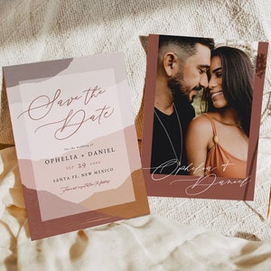 DUSK Southwestern Wedding Save the Date Template, Terracotta Save the Date, Santa Fe Wedding, Desert Photo Save the Date, Bohemian Earthy