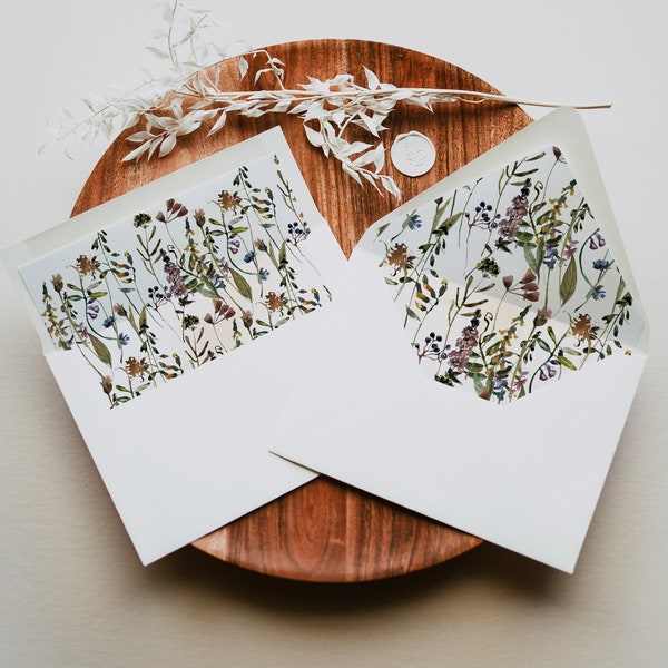 HEIDI Wedding Envelope Liner Printable, Wildflower Envelope Liner, Rustic Bohemian Printable Liner, Boho Flowers Garden Wedding Instant DIY